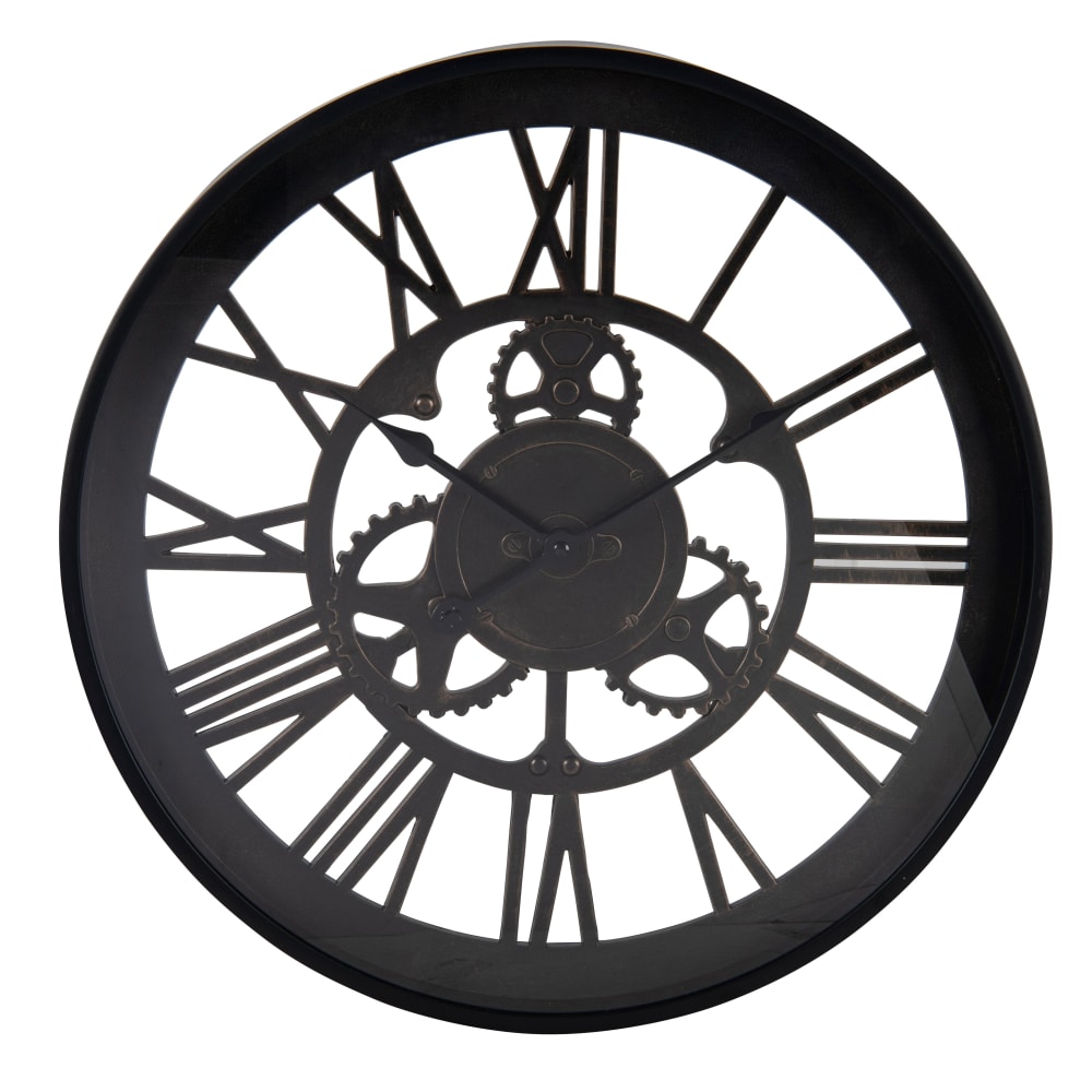 Horloge murale à rouages noire D46 — Beyit