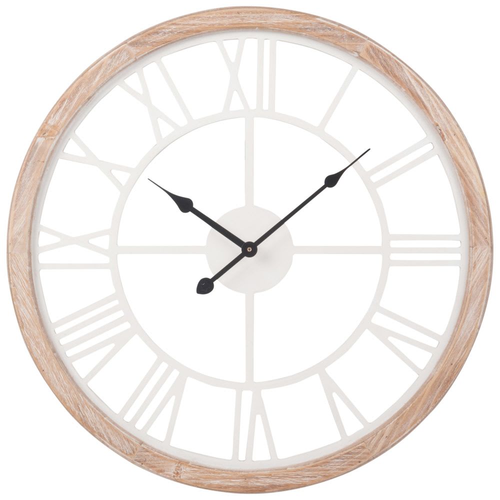 Horloge murale blanche et beige, D50 cm — Beyit