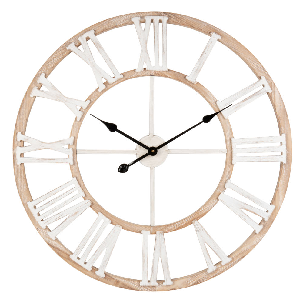 Horloge murale coloris naturel et blanc D70