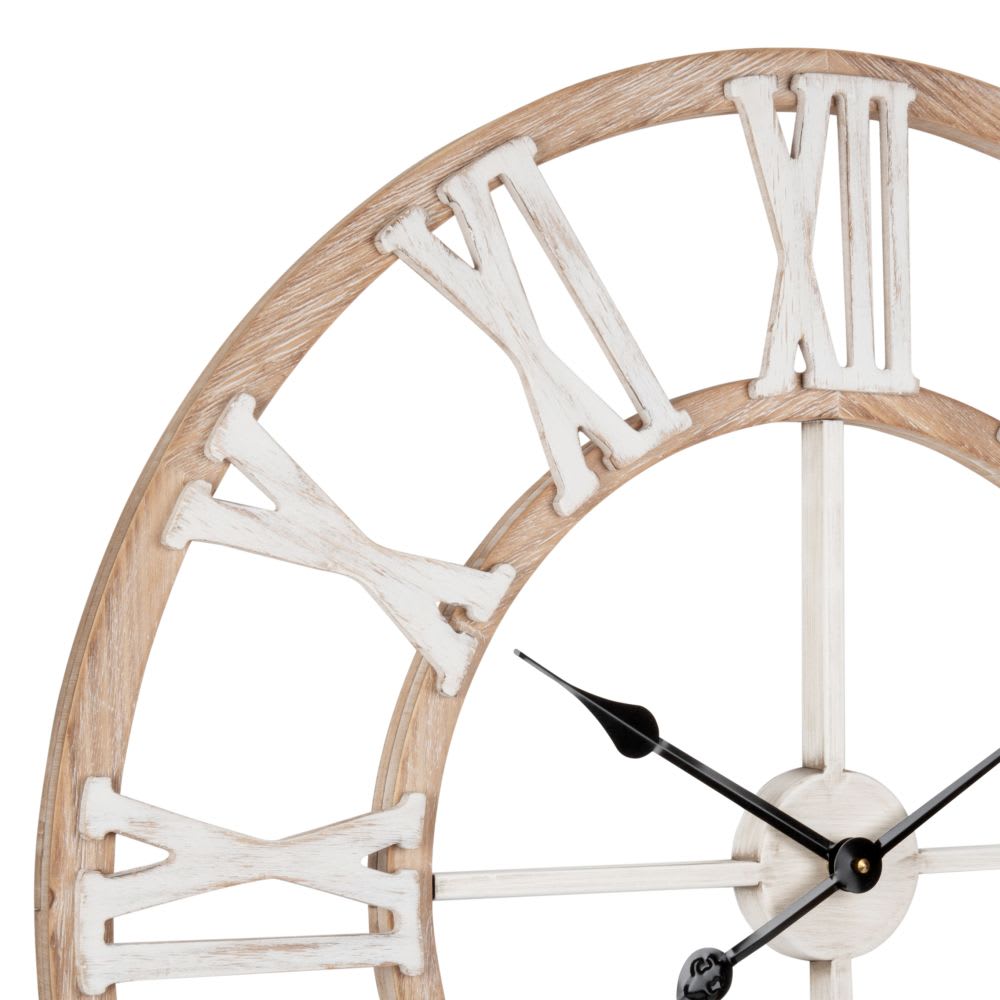 Horloge murale coloris naturel et blanc, D70 cm - Maisons du Monde