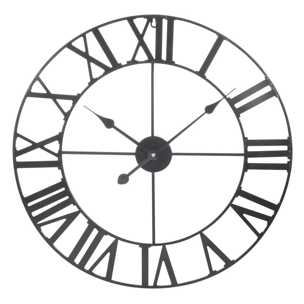 Horloge murale en fer noir, D60 cm