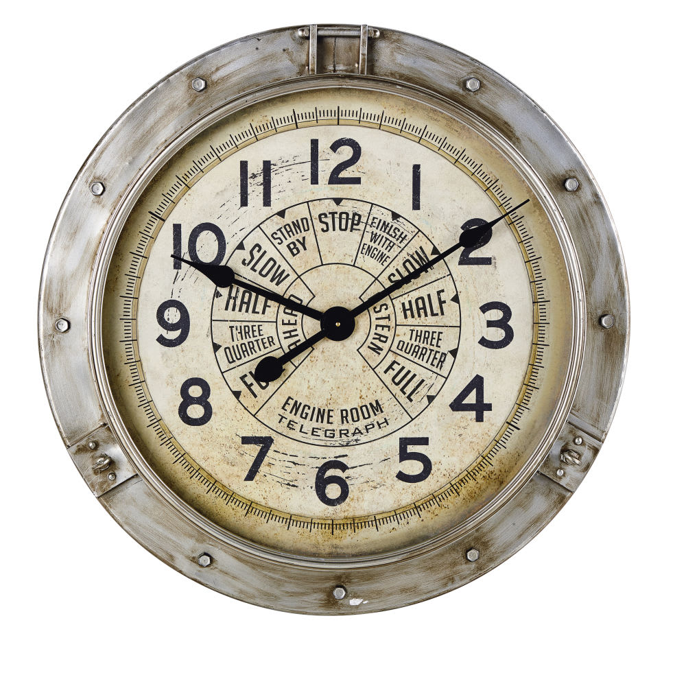 Horloge murale industrielle en acier effet vieilli, D85 cm