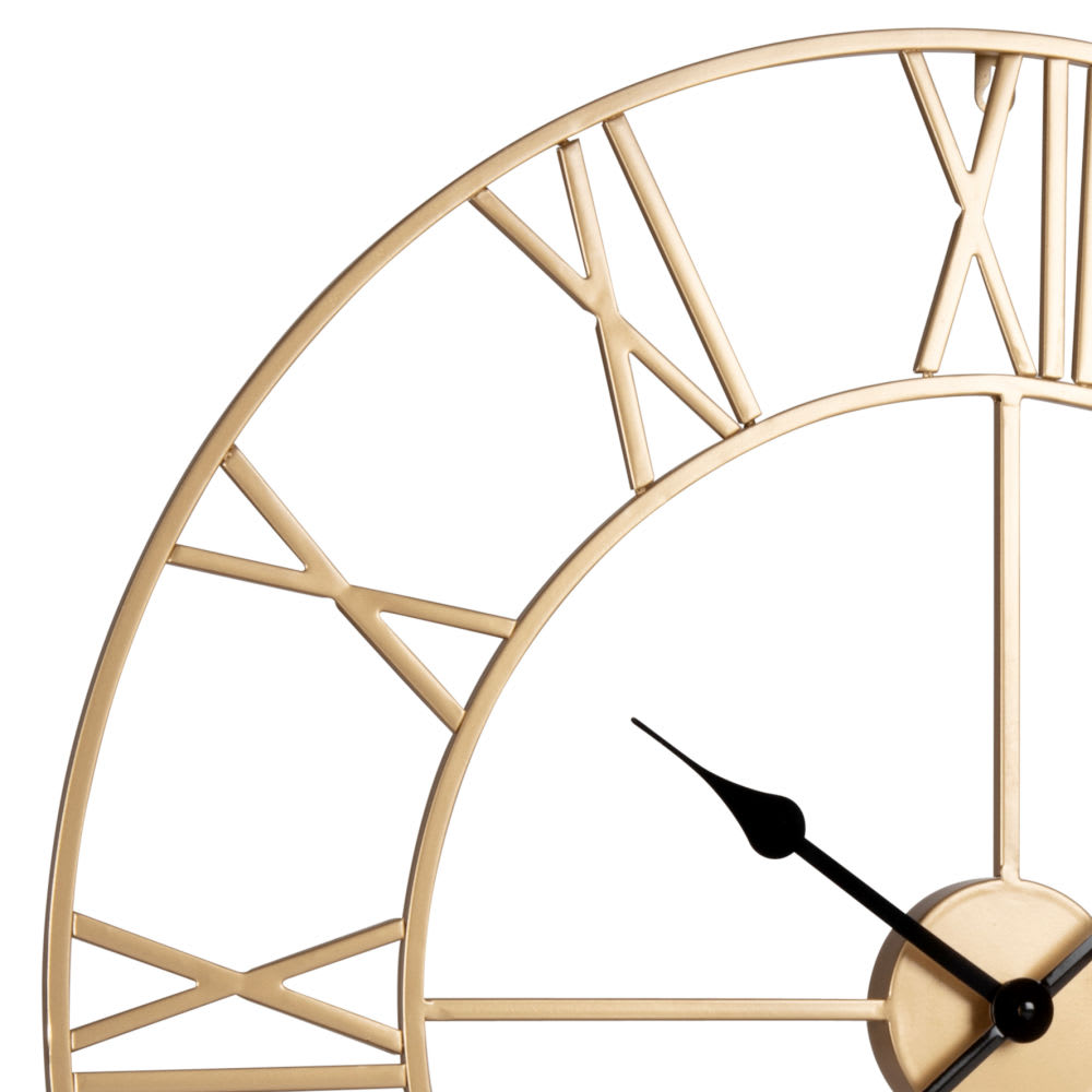 Horloge murale ronde en acier doré, D70 cm