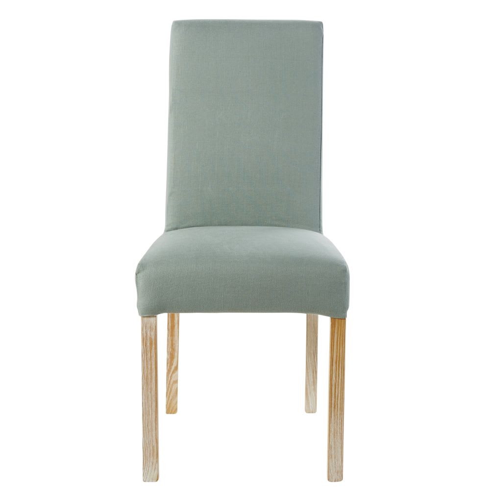Housse de chaise en lin lavé vert jade, compatible chaise MARGAUX - Maisons du Monde