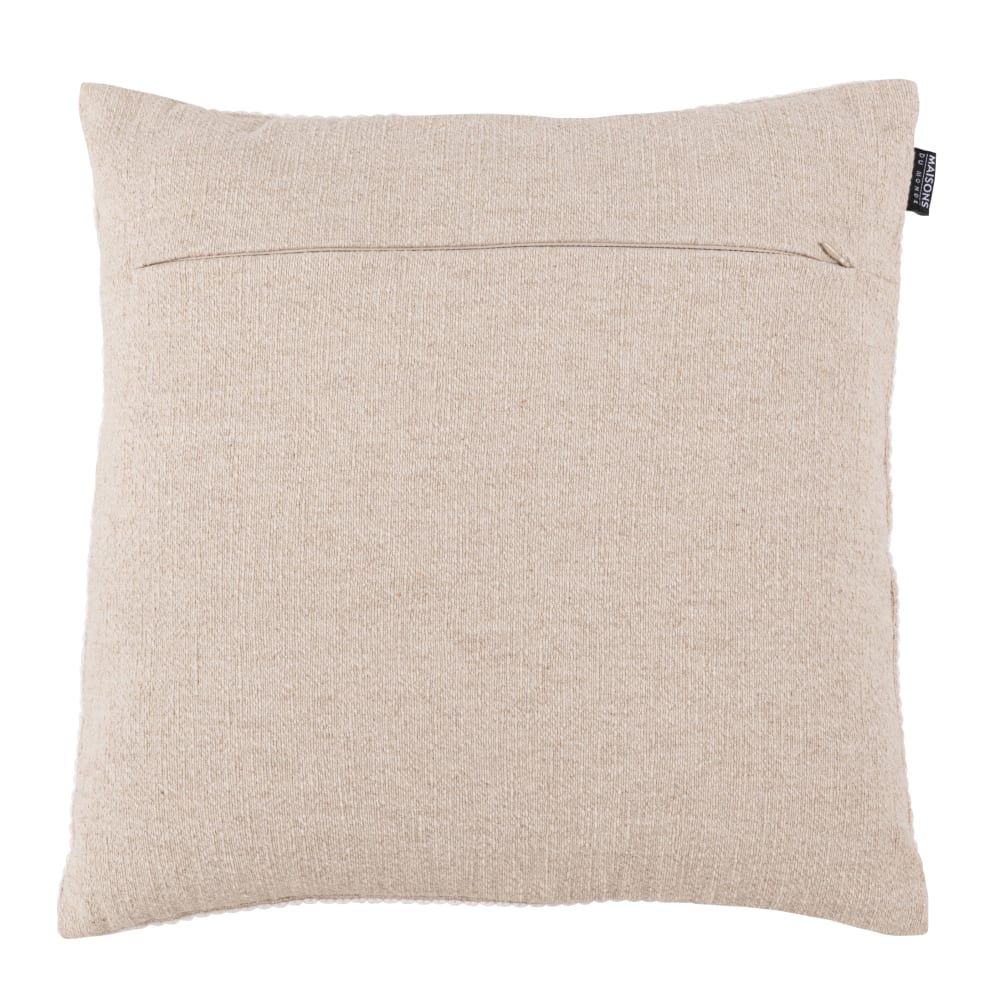 Housse de coussin beige et blanche avec galon 40x40 — vue 3