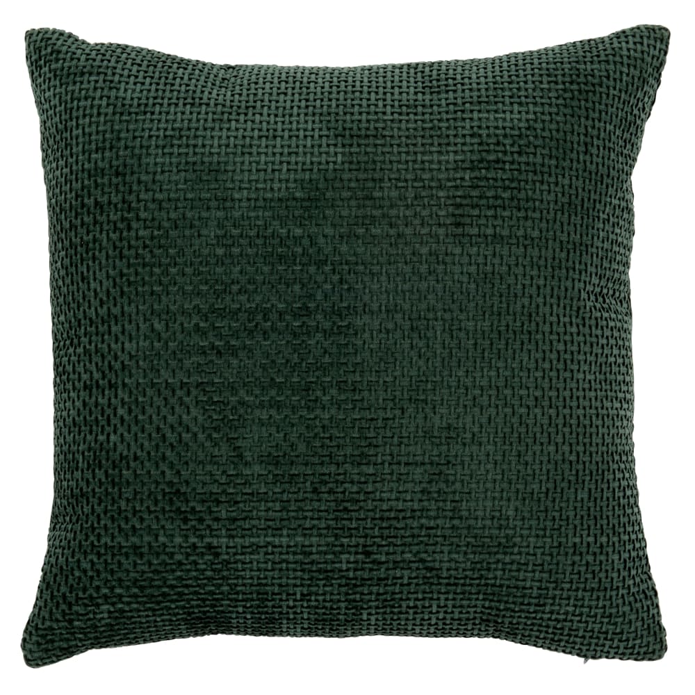 Housse de coussin chenille texturée vert foncé 40x40