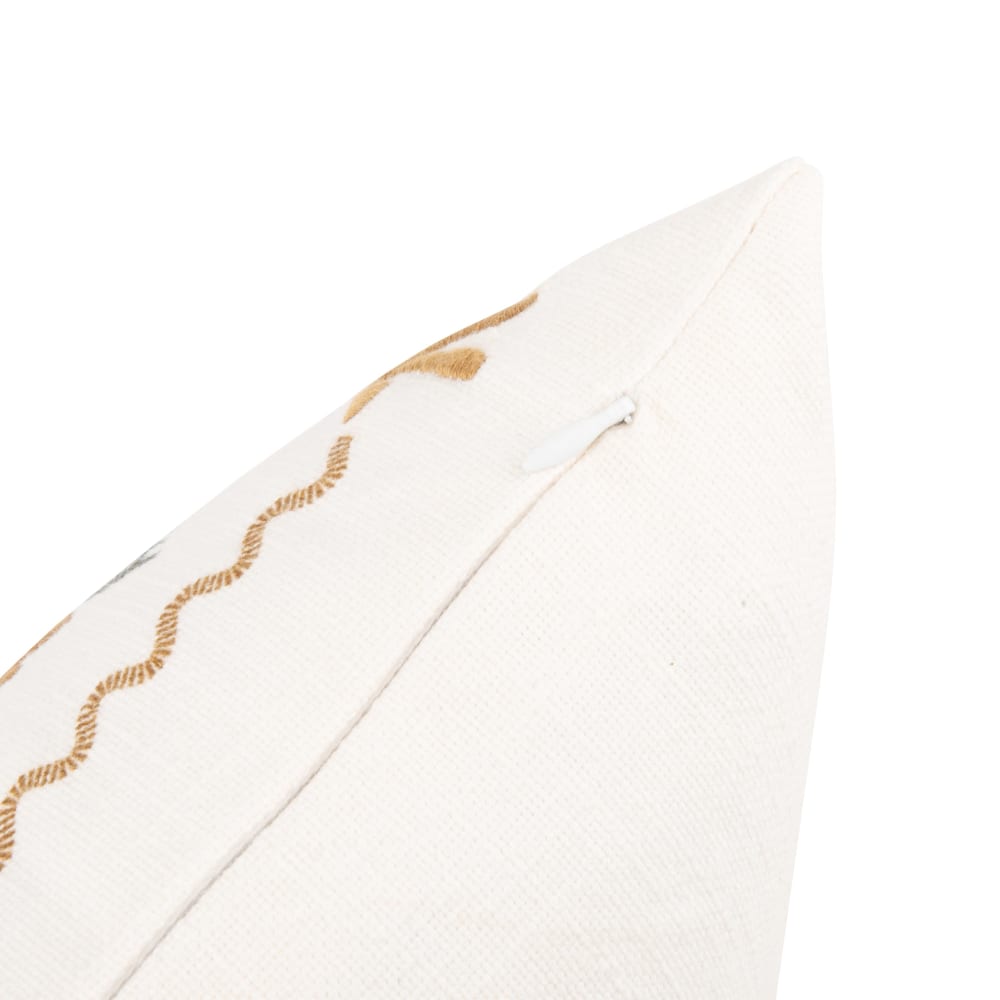 Housse de coussin en coton brodé motif exotique écru imprimé 40x40 — vue 4
