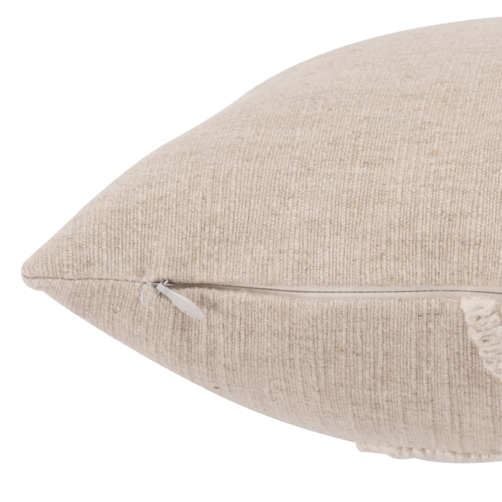 Housse de coussin en coton et lin mélangés à motif brodé crème 50x30 — vue 4