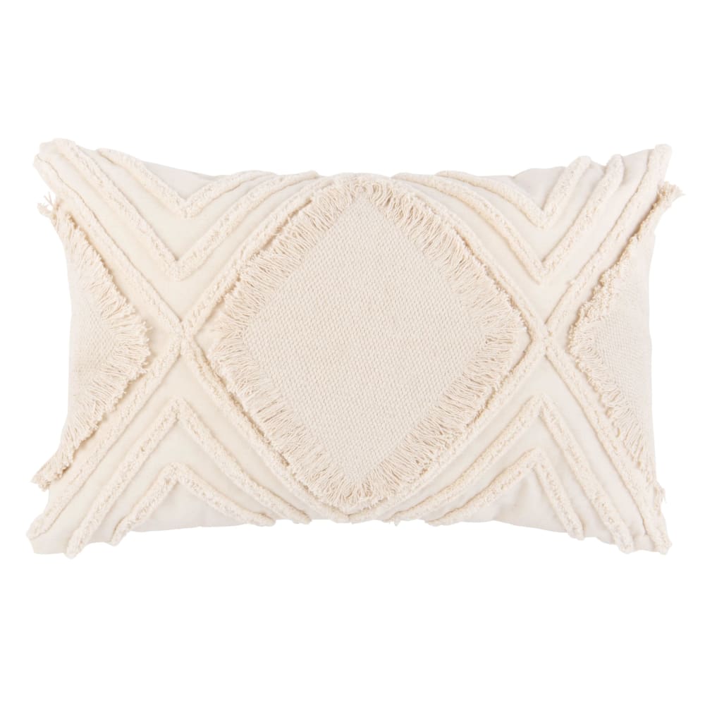 Housse de coussin en coton motif tufté écru 50x30