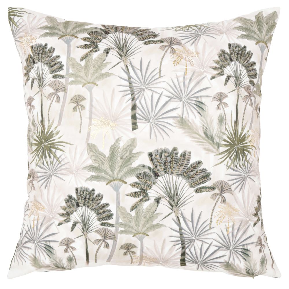Housse de coussin en suédine de polyester recyclé imprimé tropical multicolore 40x40