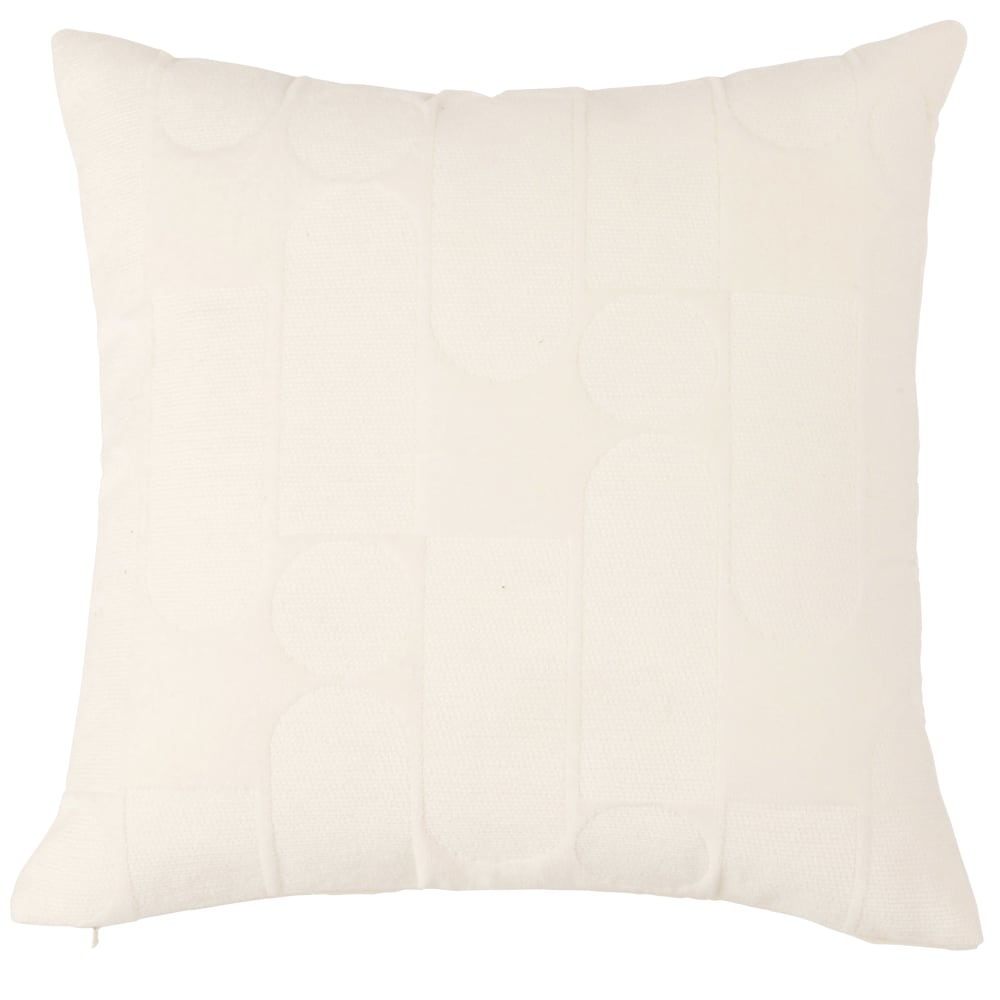 Housse de coussin en velours de coton motif gélule brodé blanc 40x40
