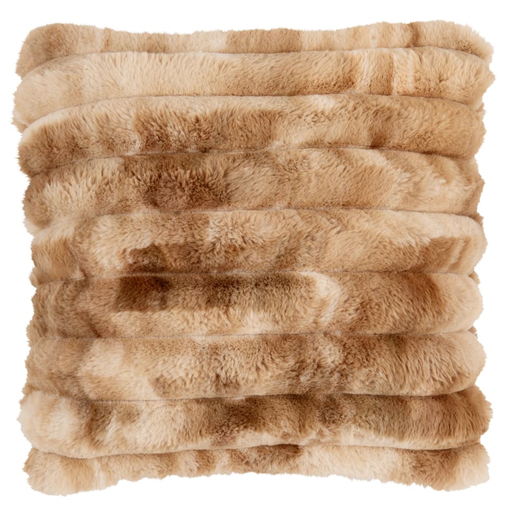 Housse de coussin imitation fourrure beige 40x40