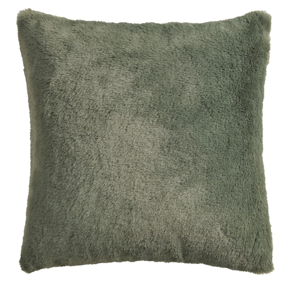 Housse de coussin imitation fourrure vert sauge 40x40