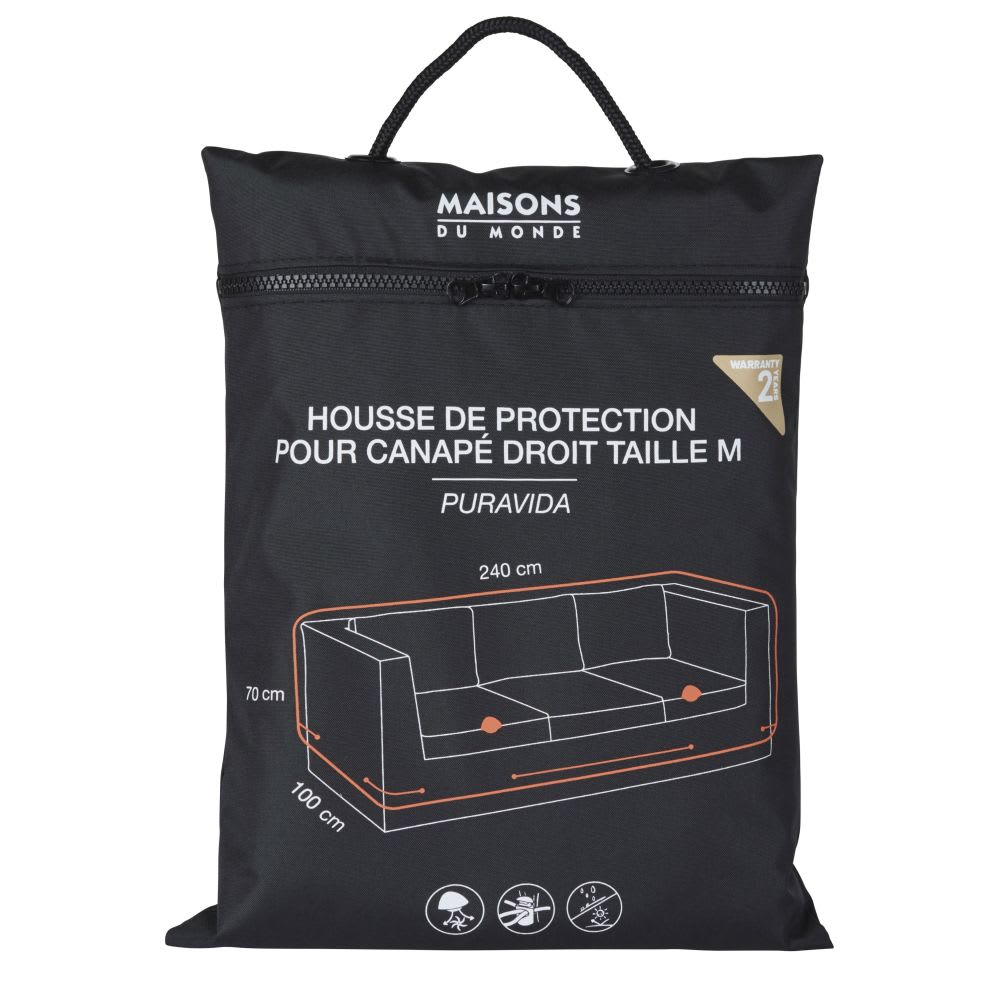Housse de protection pour canapé de jardin droit 3 places noire