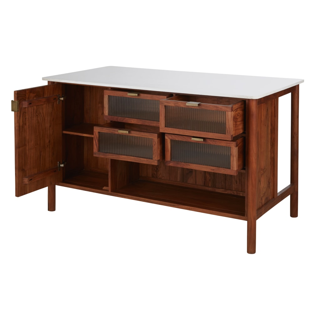 Ilot central cuisine 1 porte 4 tiroirs - Maisons du Monde