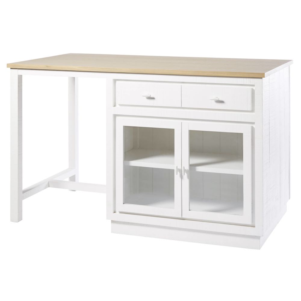 Îlot central cuisine 6 tiroirs 2 portes blanc - Maisons du Monde