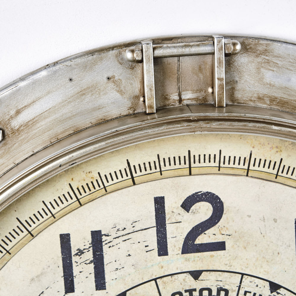 Industrielle Wanduhr aus Stahl in Antik-Optik, D85 cm - Maisons
