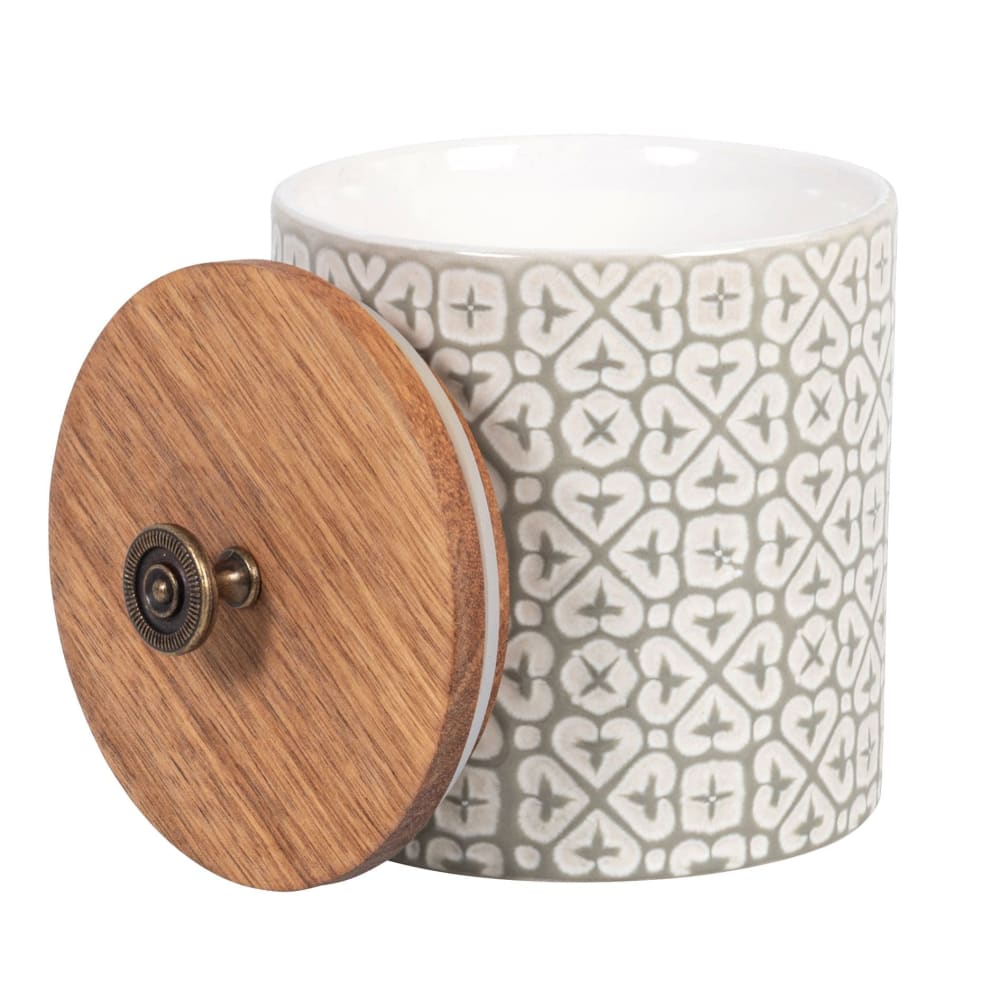 Keramik-Gefäß weiß mit grünen Motiven - Maisons Du Monde