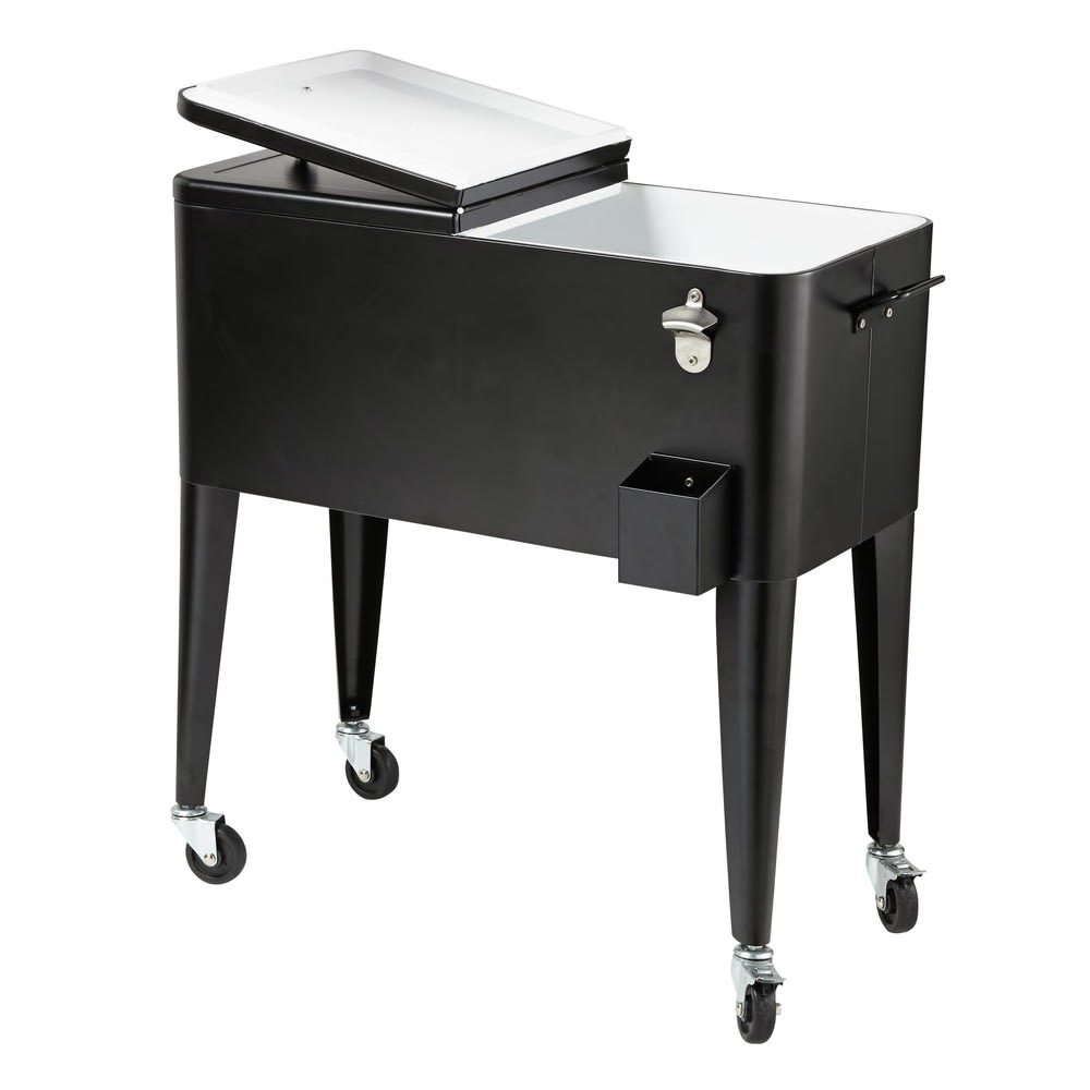 Kit refrigeratore da giardino in acciaio nero con ruote - Maisons