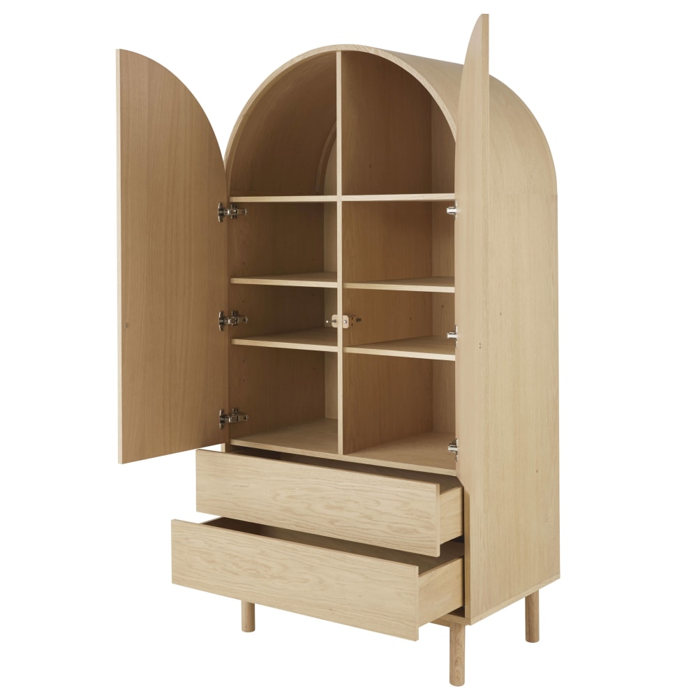 Kleiderschrank mit 2 gravierten Flügeltüren und 2 Schubladen,