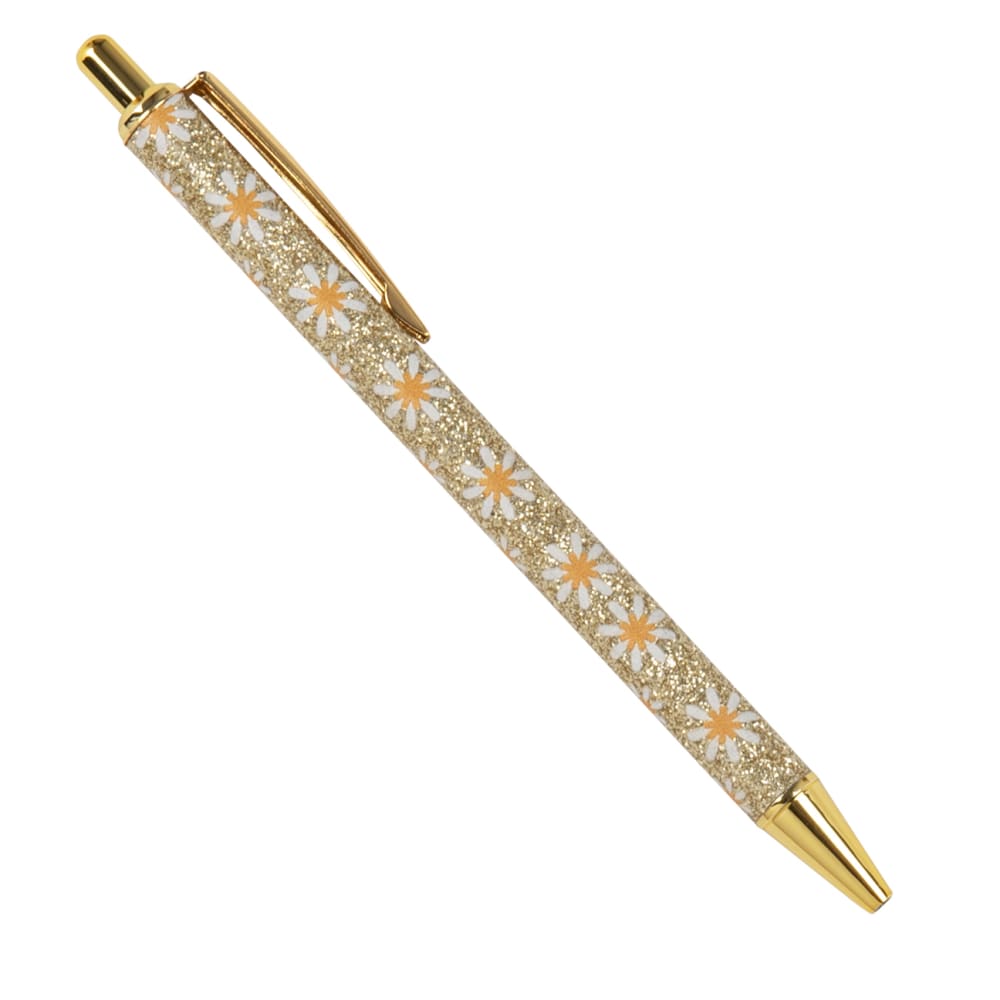 Kugelschreiber mit goldenen Pailletten und Blumen - Maisons Du