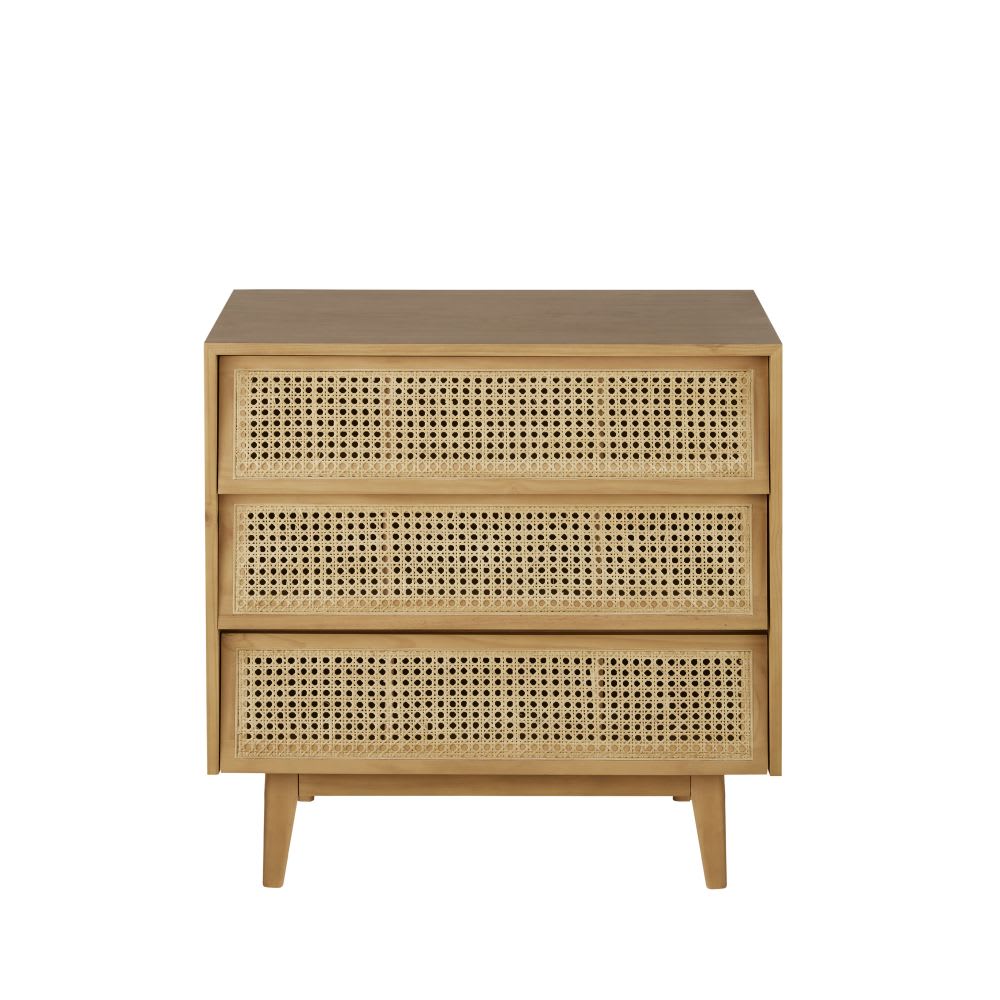Ladekast met 3 laden en rotan riet, L80 - Maisons Du Monde