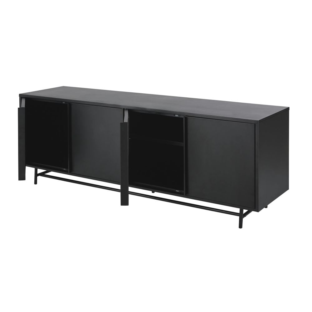 Lage dressoir met 4 matzwarte metalen deuren, 170 cm - Maisons Du Monde