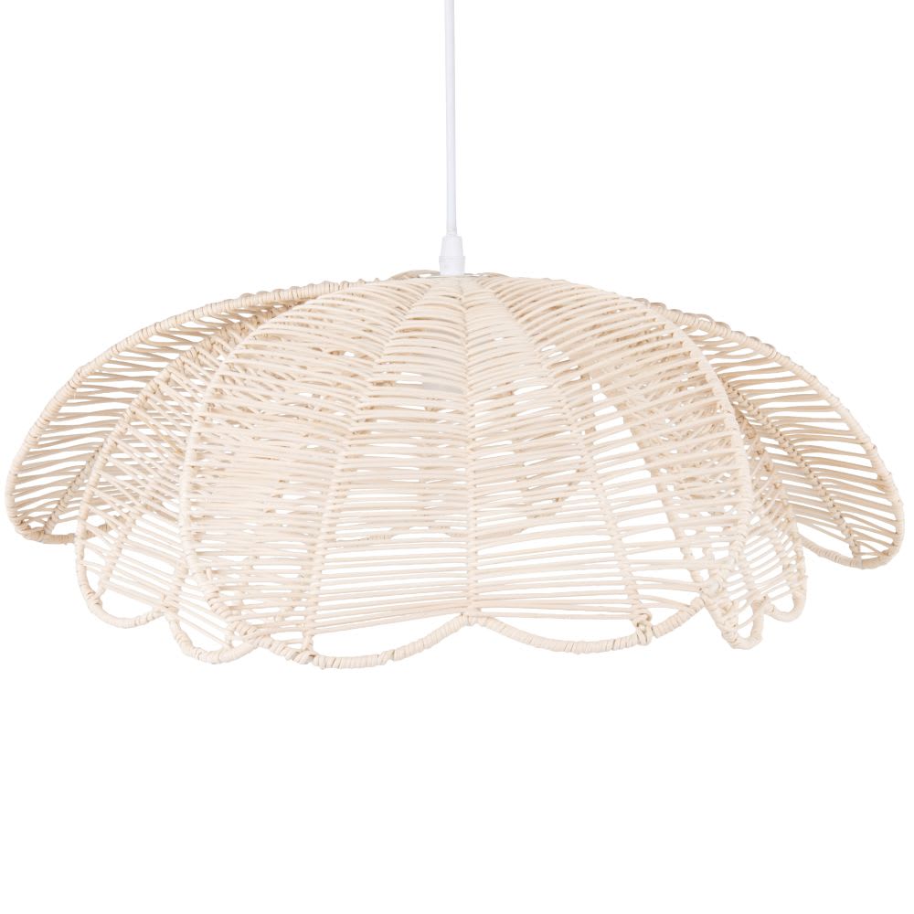 Lampada a sospensione in rattan effetto foglie écru - Maisons du