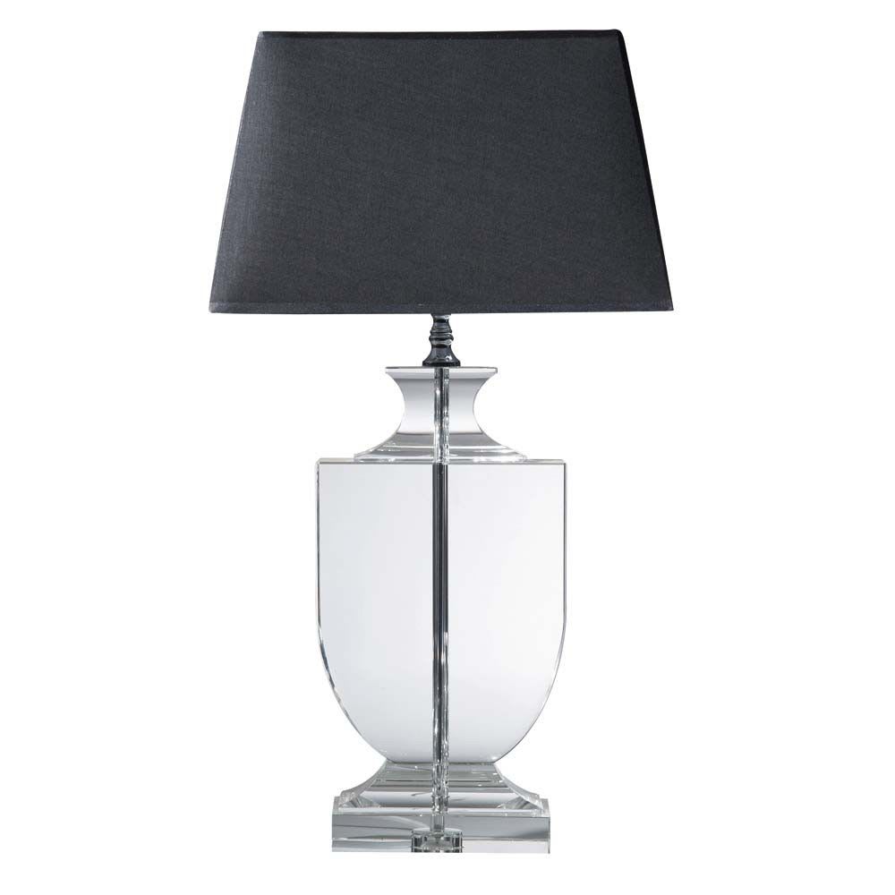 Lampada in cristallo con paralume in lino nero H 65 cm MIRANO -