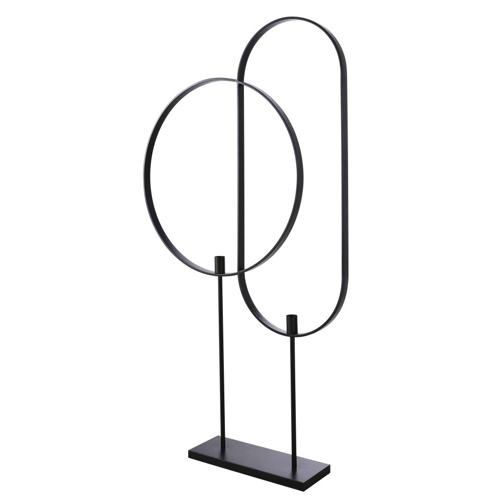 Lampadaire 2 cerclages en metal noir mat H169