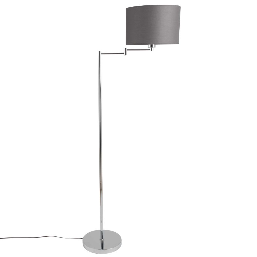 Lampadaire articulé en métal argenté et abat-jour noir H147 - Maisons du Monde