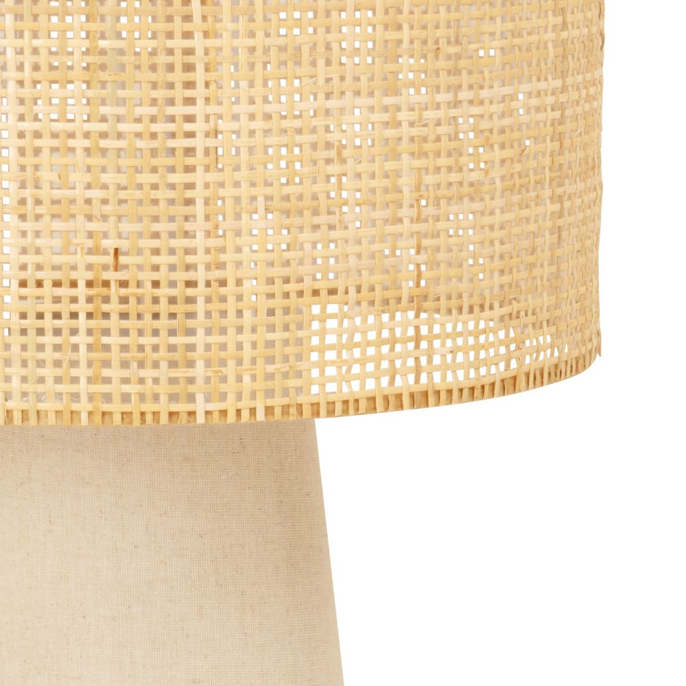 Lampadaire beige et abat-jour en rotin, H141 cm — vue 3