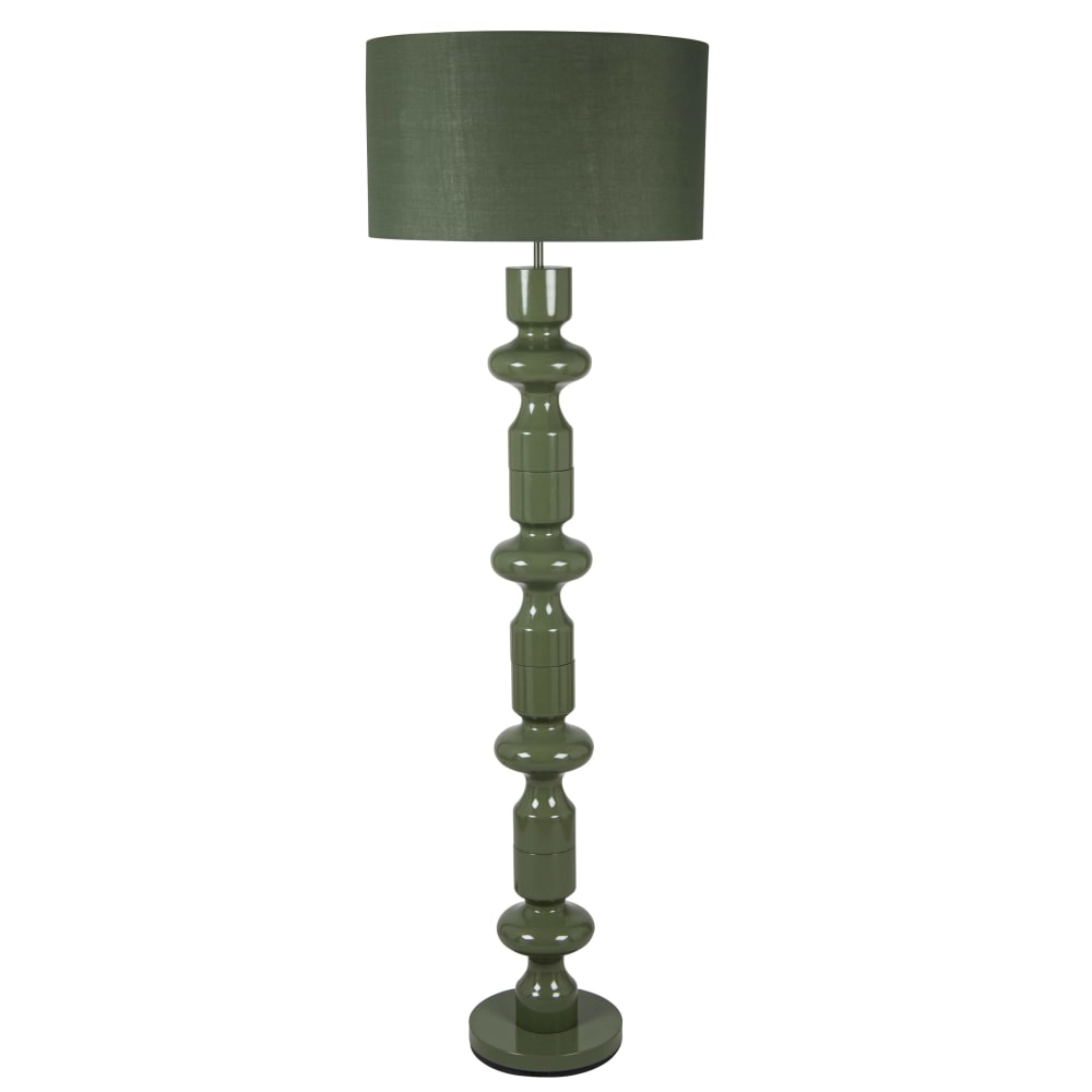 Lampadaire en acier et abat-jour vert, H157 cm