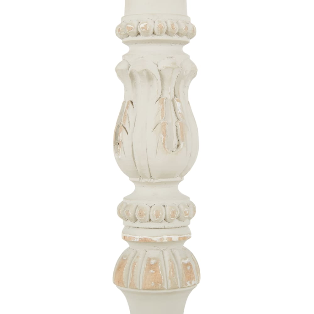 Lampadaire en bois de manguier et abat jour en lin et coton blanc  - Maisons du Monde