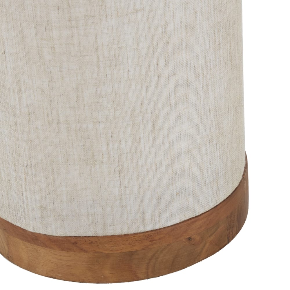 Lampadaire en bois de manguier et lin beige H140 - Maisons du Monde