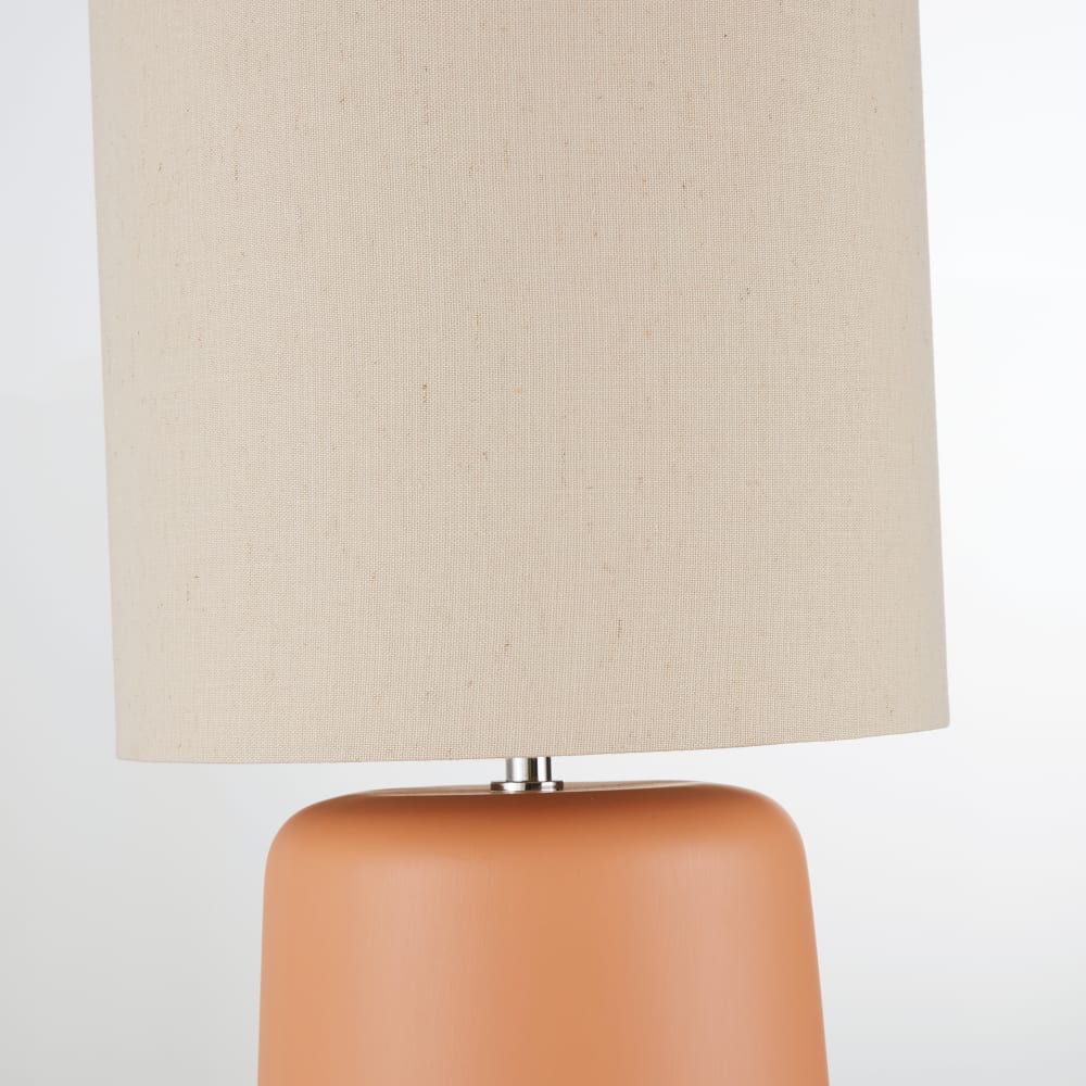 Lampadaire en céramique effet terre cuite et abat-jour en tissu blanc crème H126 - Maisons du Monde