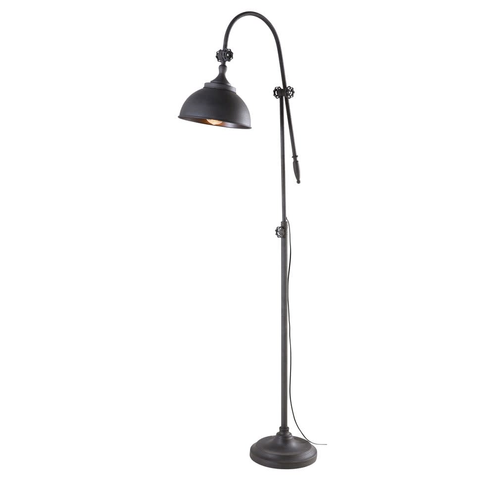 Lampadaire en fer forgé noir, H168 cm