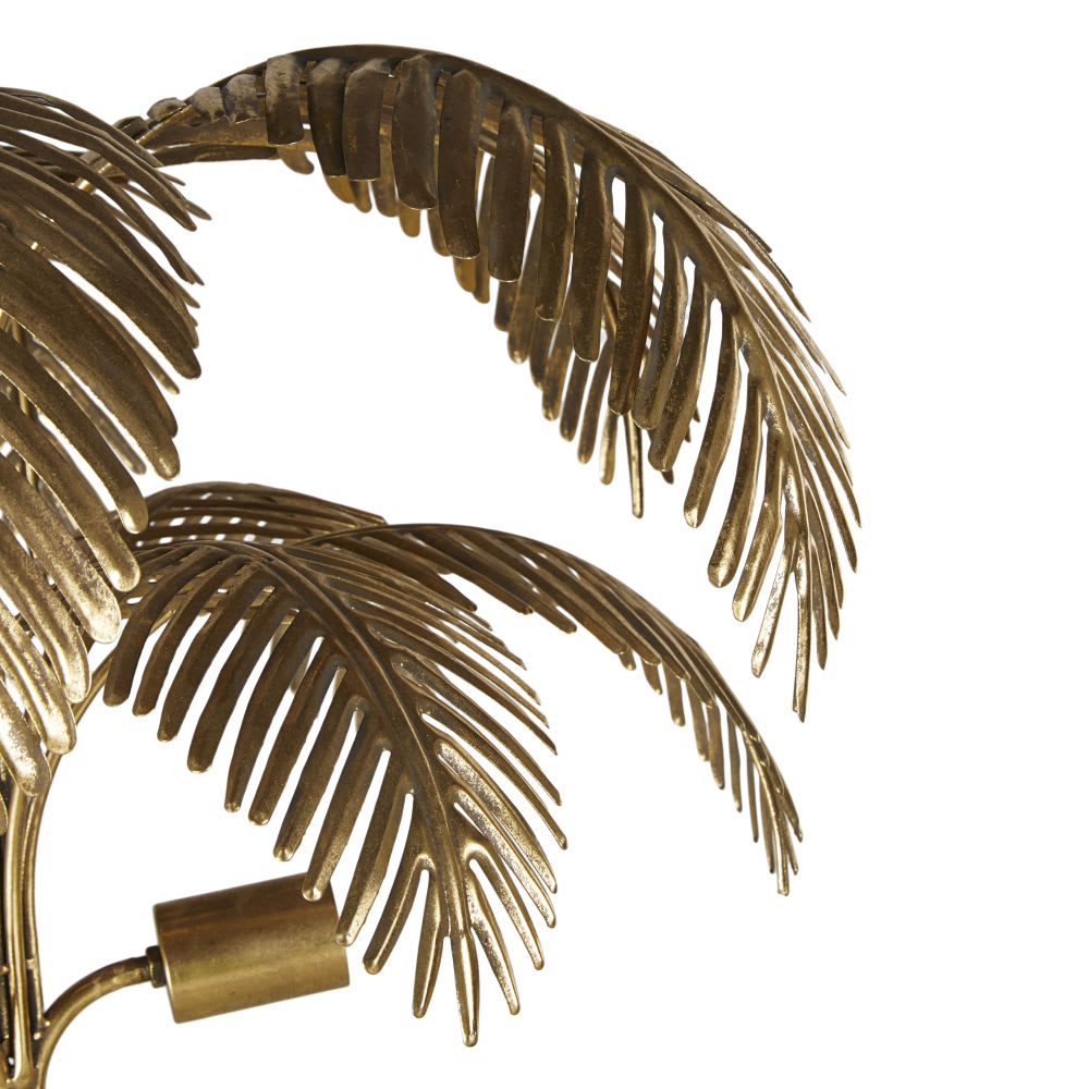Lampadaire en métal doré découpé feuilles de palmier H164 - Maisons du Monde