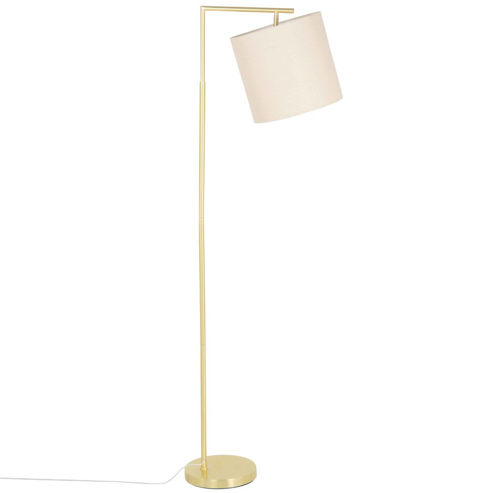 Lampadaire en métal doré et abat-jour beige H162 - Maisons du Monde