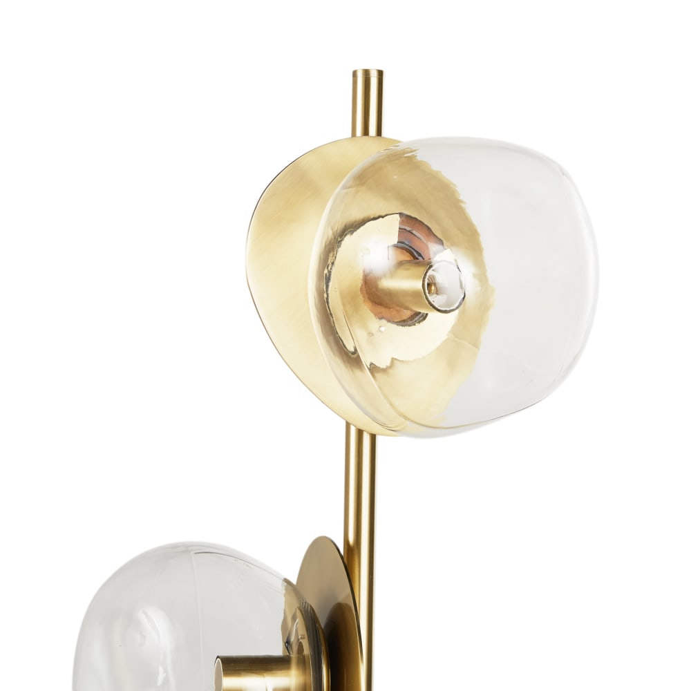 Lampadaire en métal doré et globes ovoïdes en verre opaque H165 - Maisons du Monde