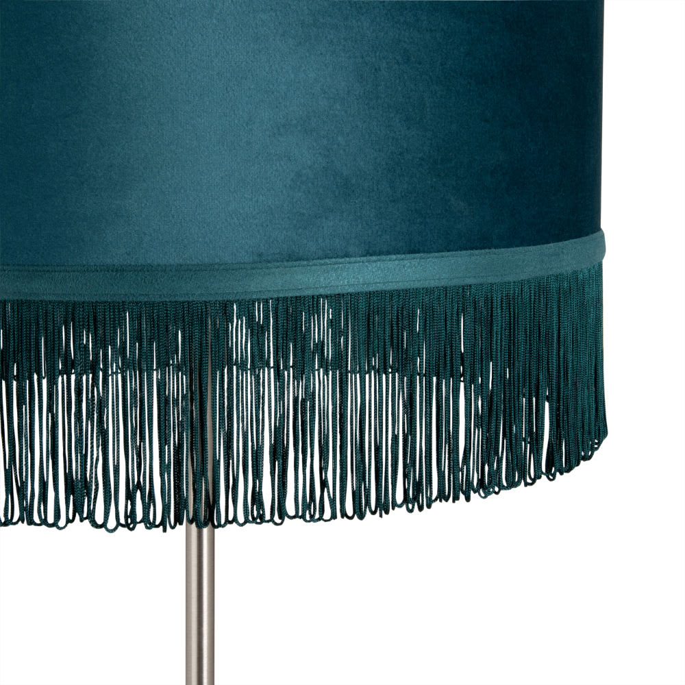 Lampadaire en métal et abat-jour en velours bleu H158 - Maisons du Monde