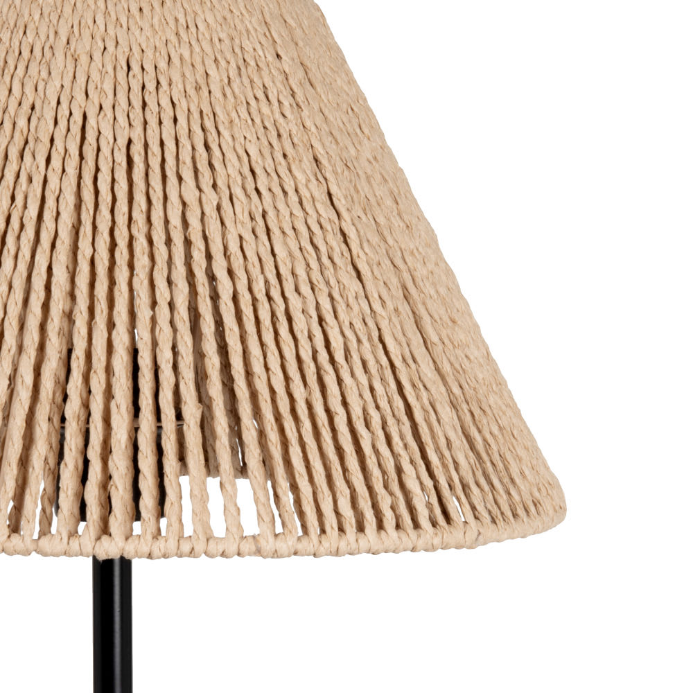 Lampadaire en métal noir et abat-jour en corde H151 - Maisons du Monde