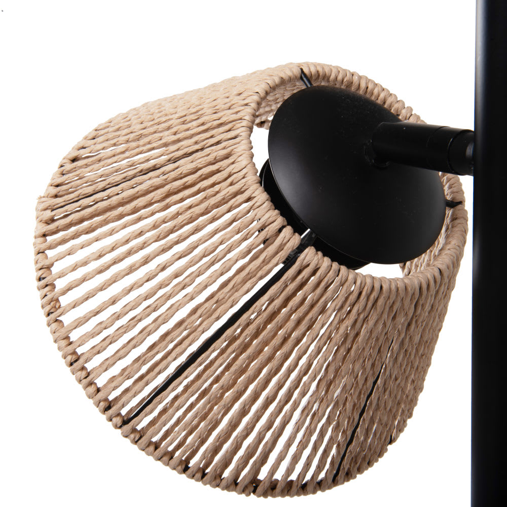 Lampadaire en métal noir et corde beige H149 - Maisons du Monde
