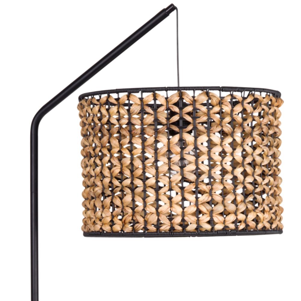 Lampadaire en métal noir et fibre végétale H162 — vue 3