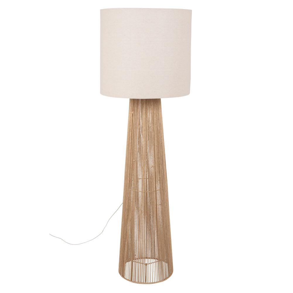 Lampadaire en papier et abat-jour beige, H141 cm — vue 3