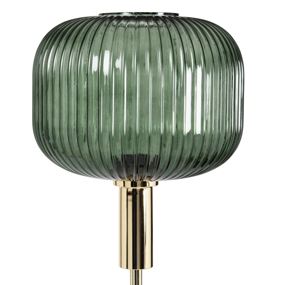 Lampadaire en verre soufflé vert et acier doré, H155 cm — vue 3