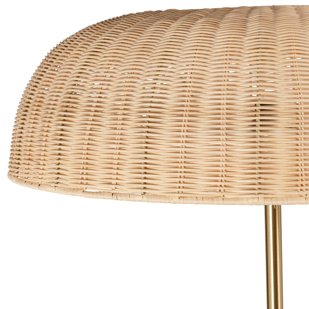 Lampadaire parasol en rotin et métal doré H155 - Maisons du Monde