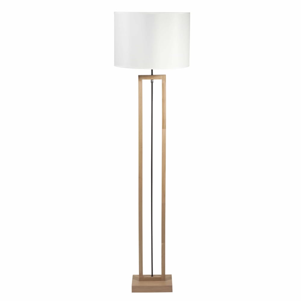 Lampadaire plaqué chêne et abat-jour blanc, H165 cm Lampadaire plaqué chêne et abat-jour blanc, H165 cm