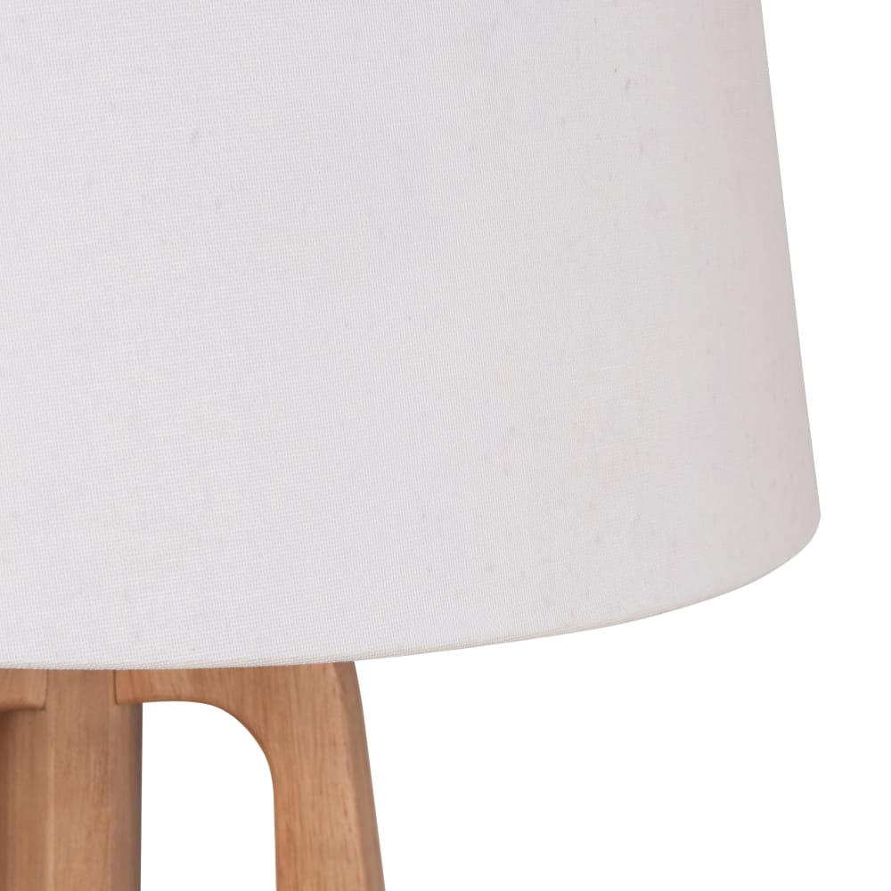 Lampadaire trépied en bois d'hévéa et abat-jour en polyester recyclé gris H150