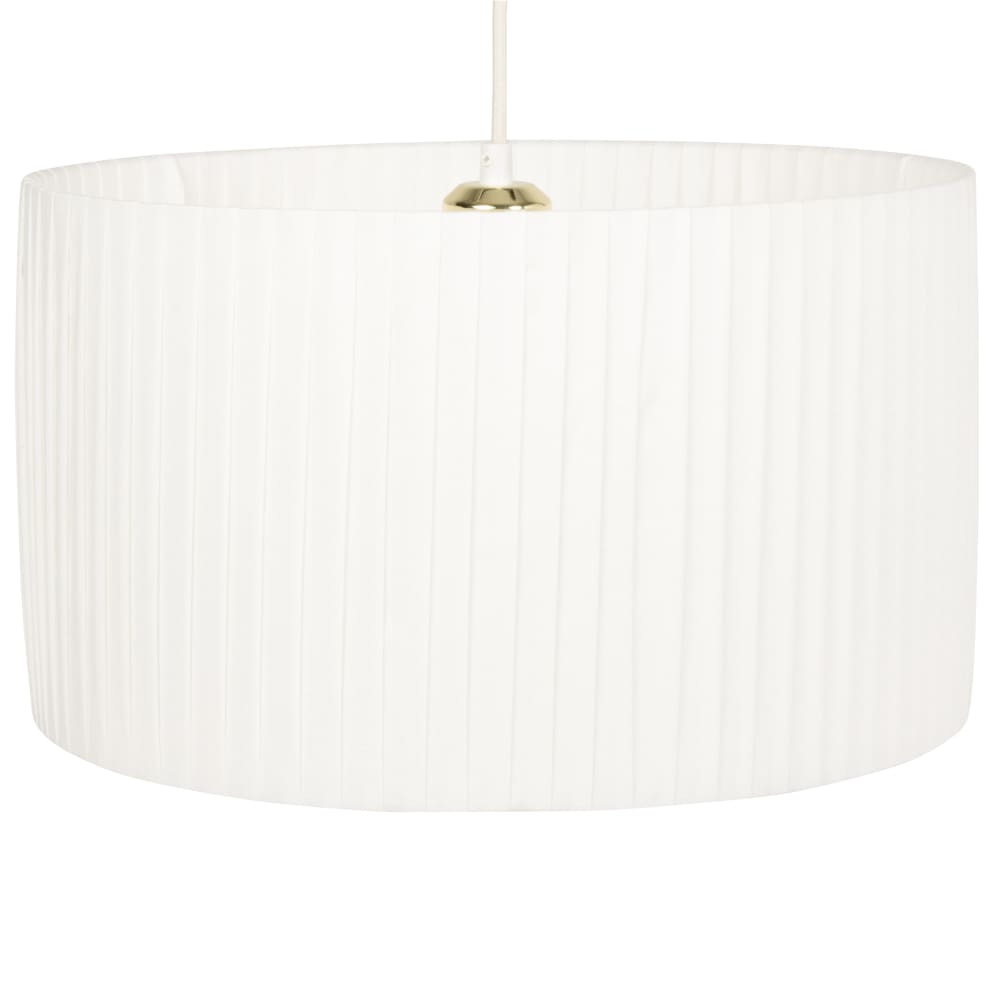 Lámpara de techo de tela drapeada blanca y metal dorado
